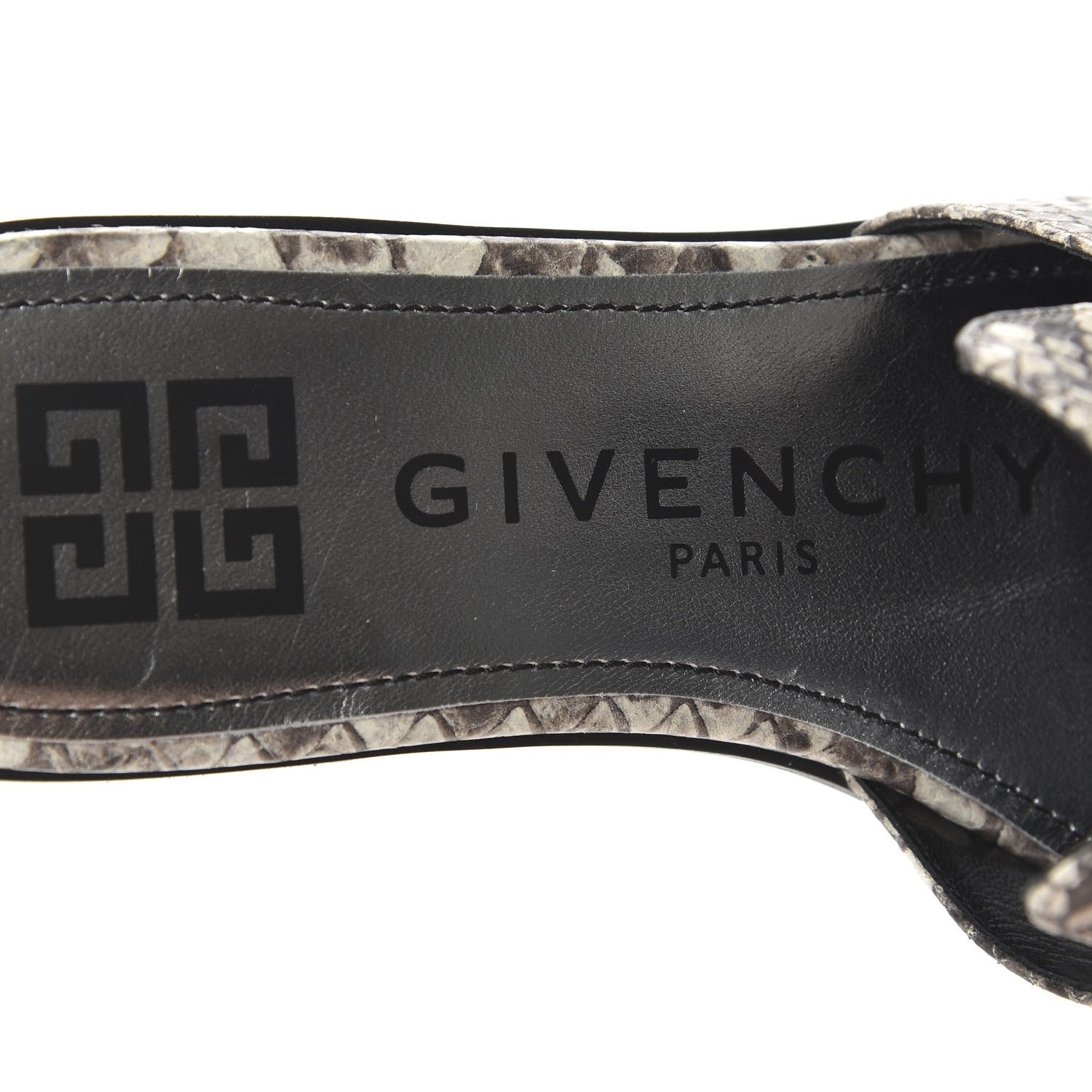 Givenchy Calfskin Python Print 4G Flat Sandals 35.5 Stone Grey 7 of 9