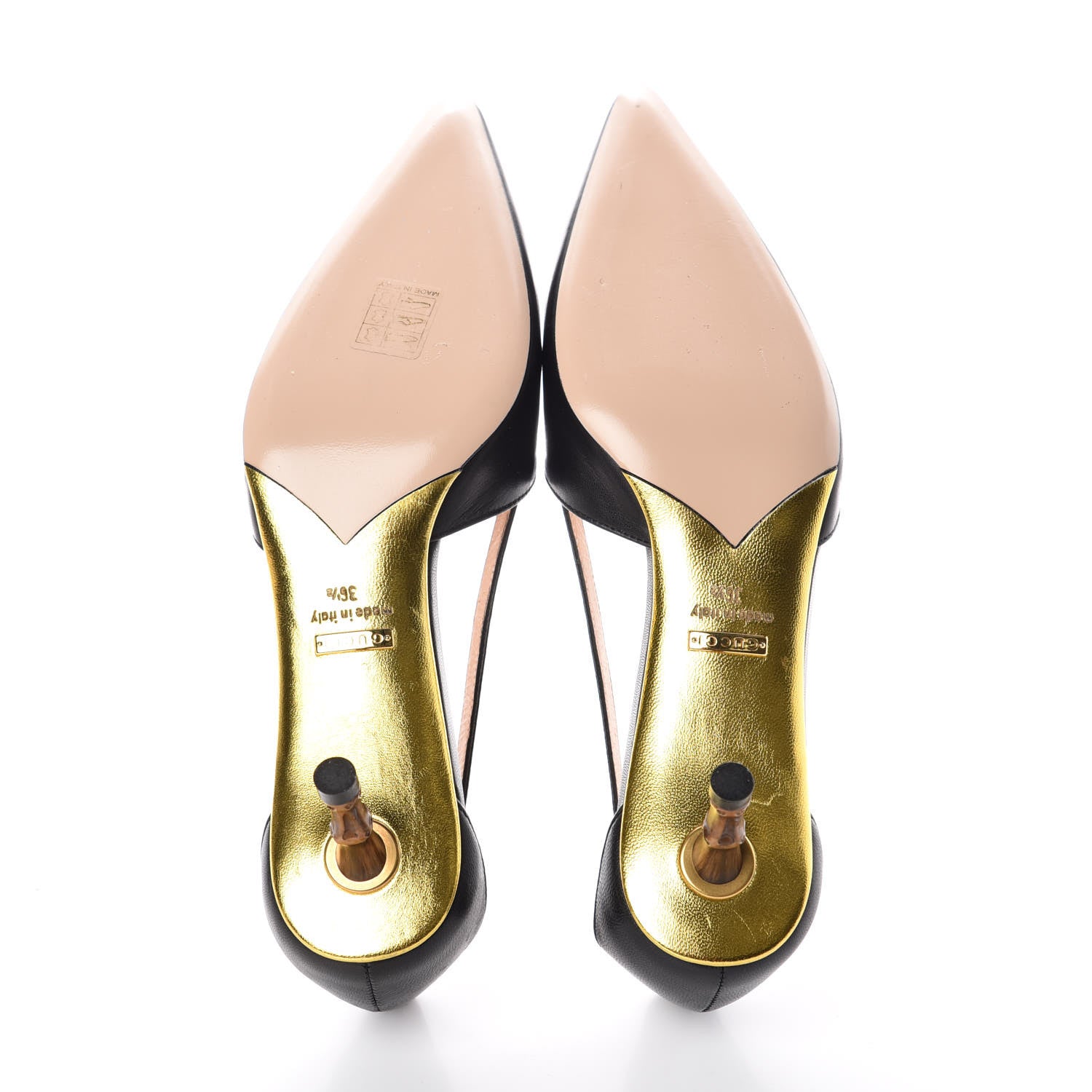 Gucci Nappa Cherry Pumps 36.5 Black 5 of 8