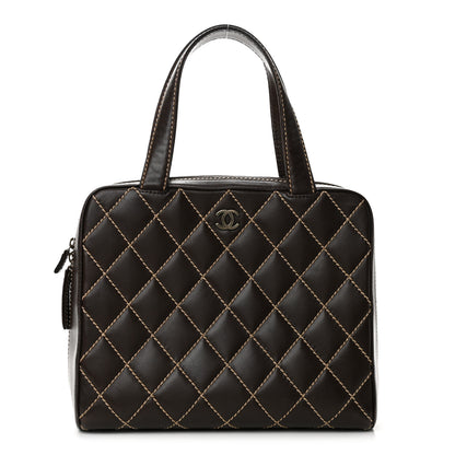 Chanel Calfskin Wild Stitch Vertical Top Handle Bag Brown 1 of 13
