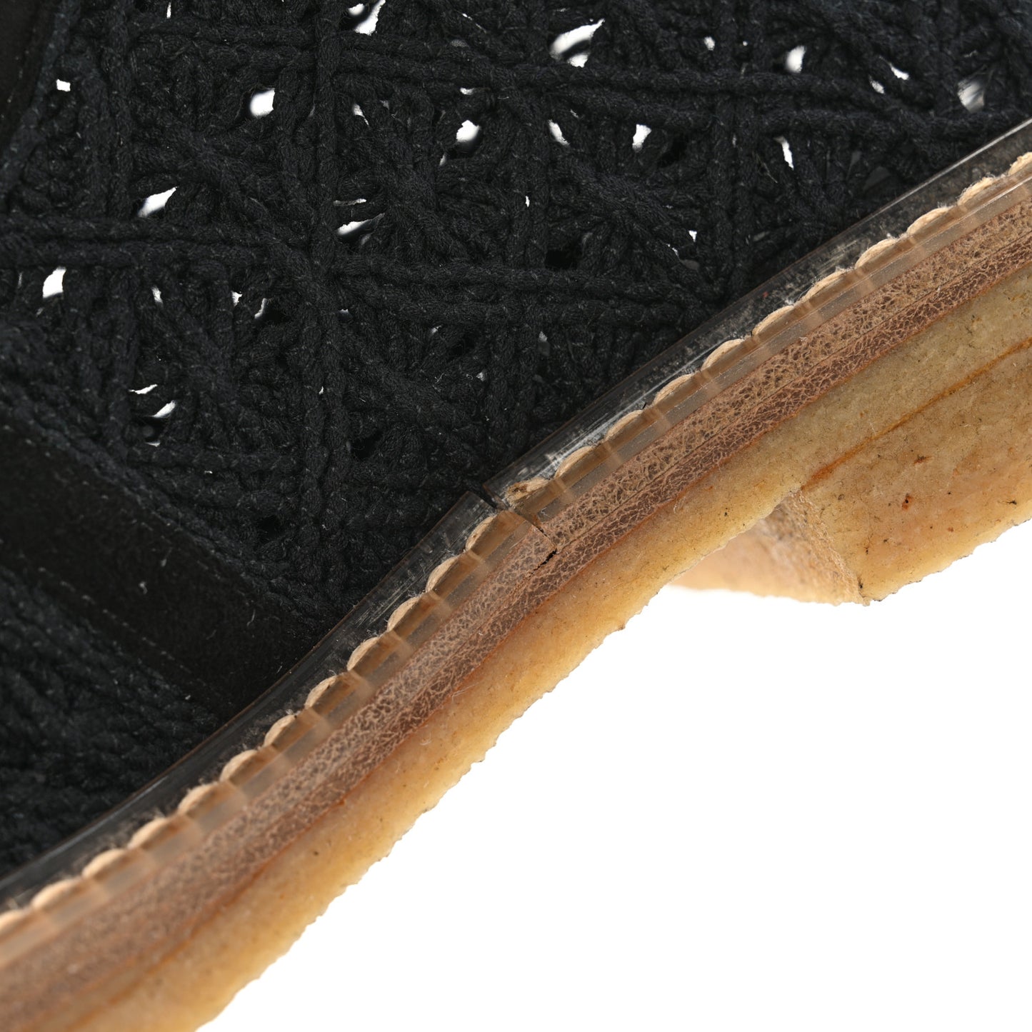 Crochet Calfskin Lace Up Boots 37 Black