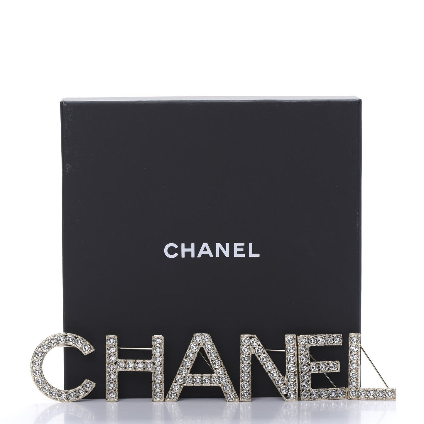 Crystal Cha-Nel Logo Brooch Set Gold