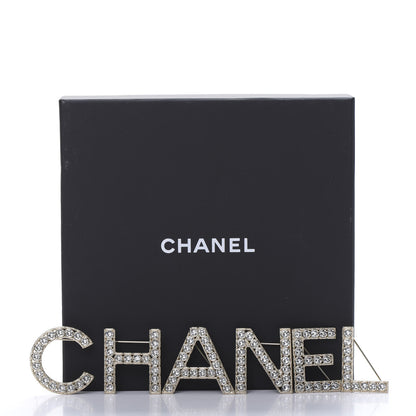 Chanel Crystal Cha-Nel Logo Brooch Set Gold 11 of 11