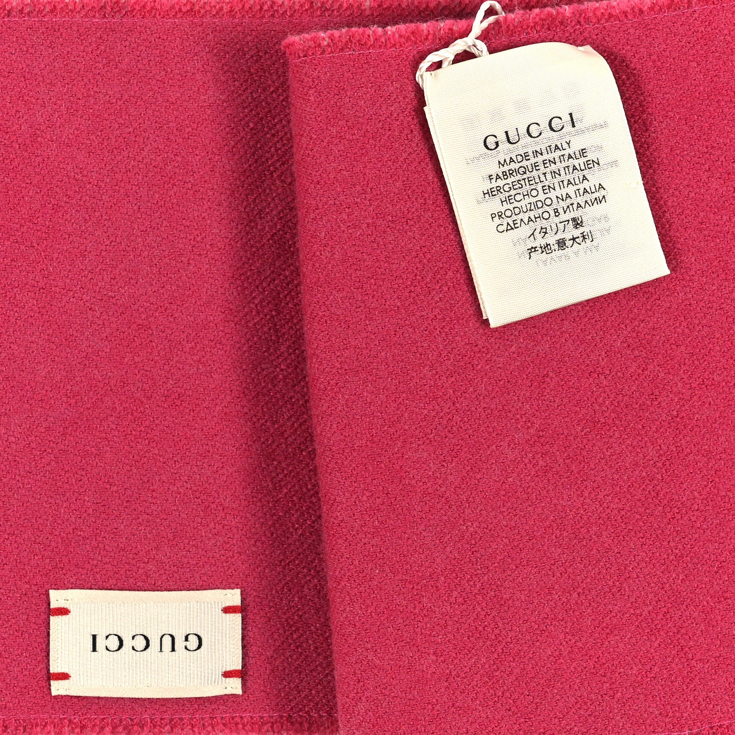Gucci Wool GG Monogram Rosie Square Scarf Beige Magenta Beige 3 of 3