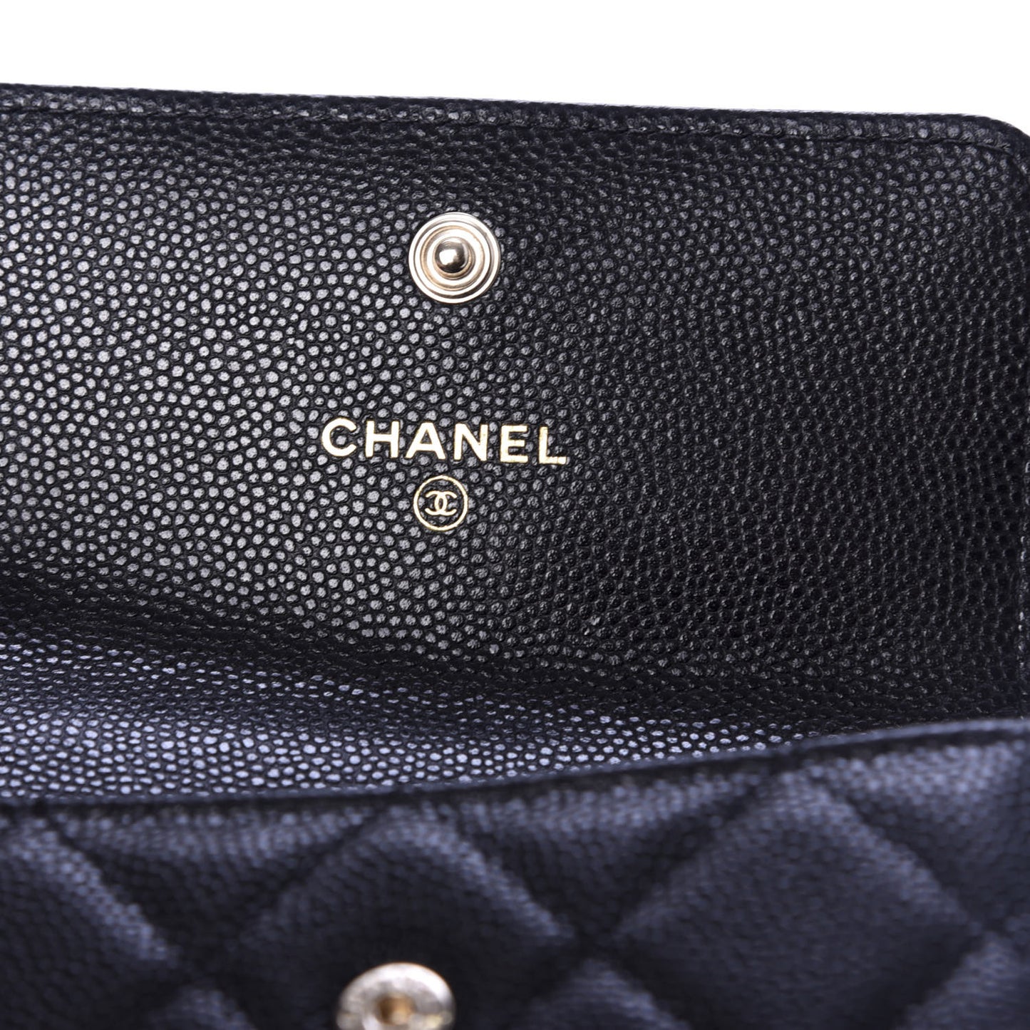 Caviar Quilted Mini Pearl On Top Coin Purse With Chain Black