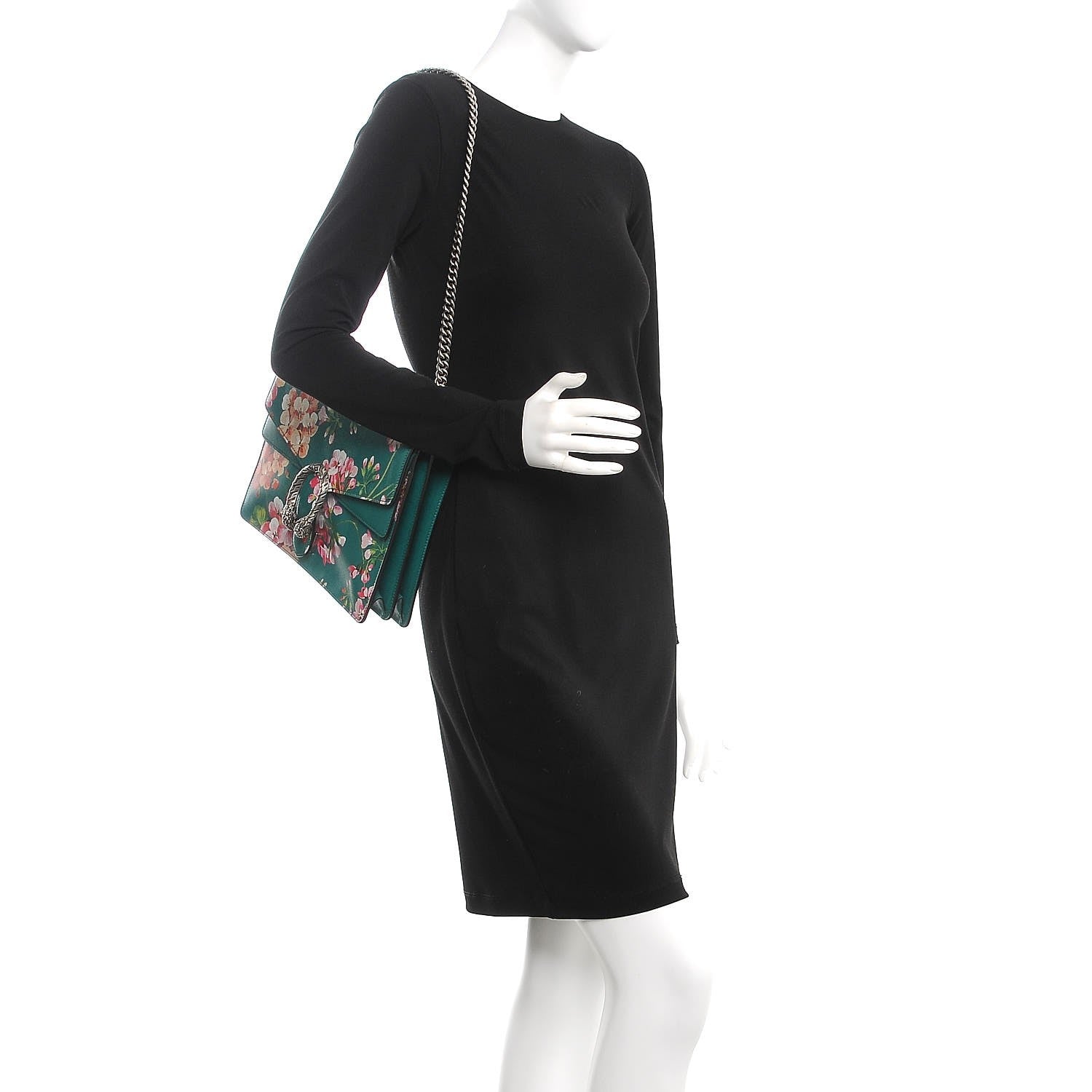 Gucci Calfskin Blooms Print Medium Dionysus Shoulder Bag Bright Emerald Multicolor 2 of 8
