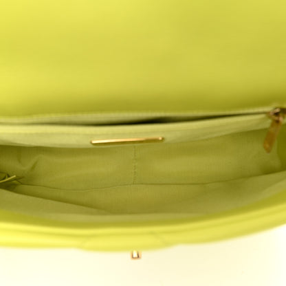 Chanel Shiny Lambskin Quilted Medium Chanel 19 Flap Neon Yellow 5 of 10
