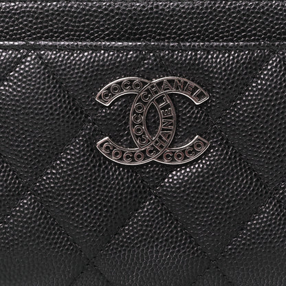 Chanel Caviar Quilted CC Logo Zip Around Card Holder Black 9 of 10