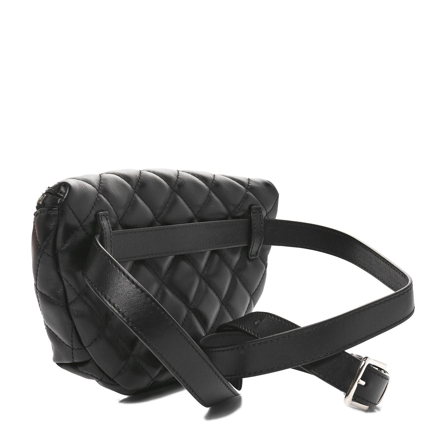 Calfskin Quilted Waist Belt Bag Black