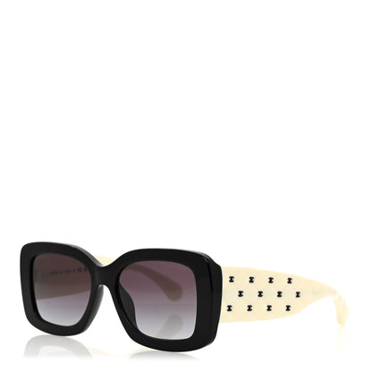 Chanel Acetate Quilted CC Rectangle Sunglasses 5483-A White Black 1 of 8