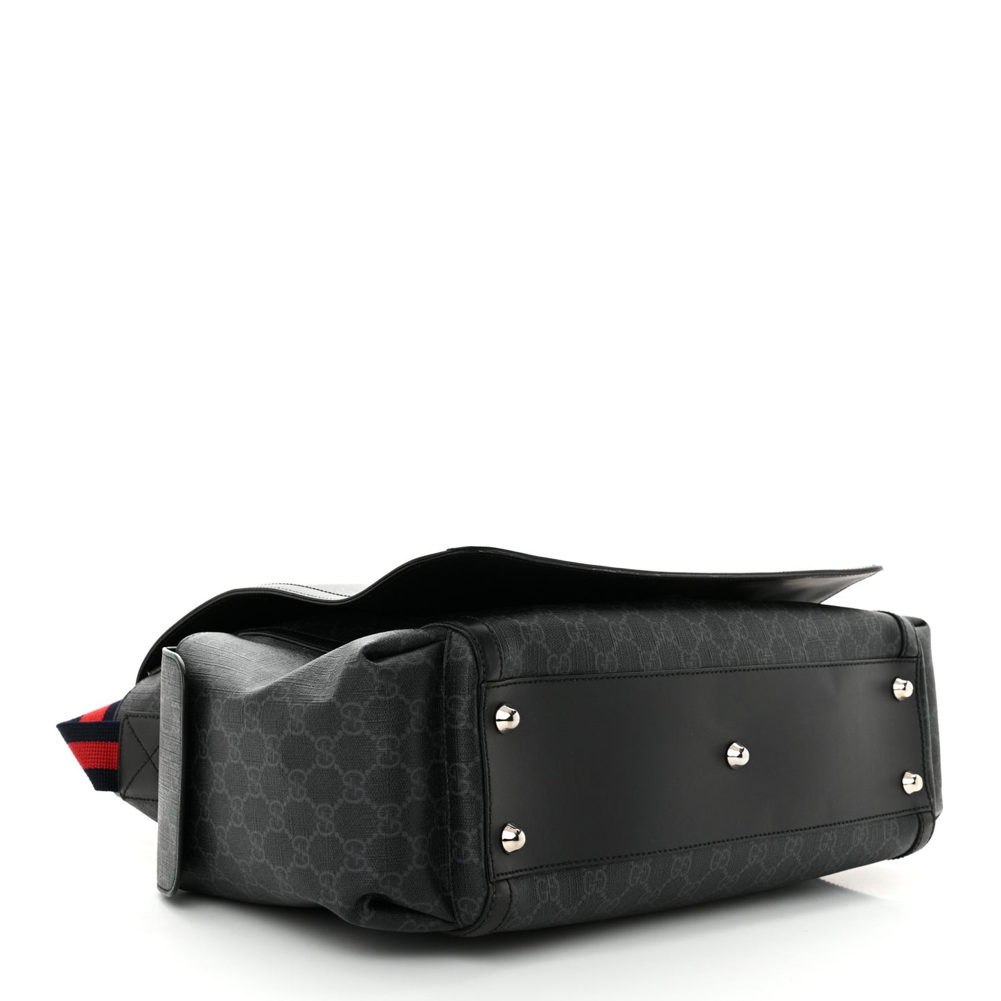 GG Supreme Monogram Web Messenger Diaper Bag Black Grey