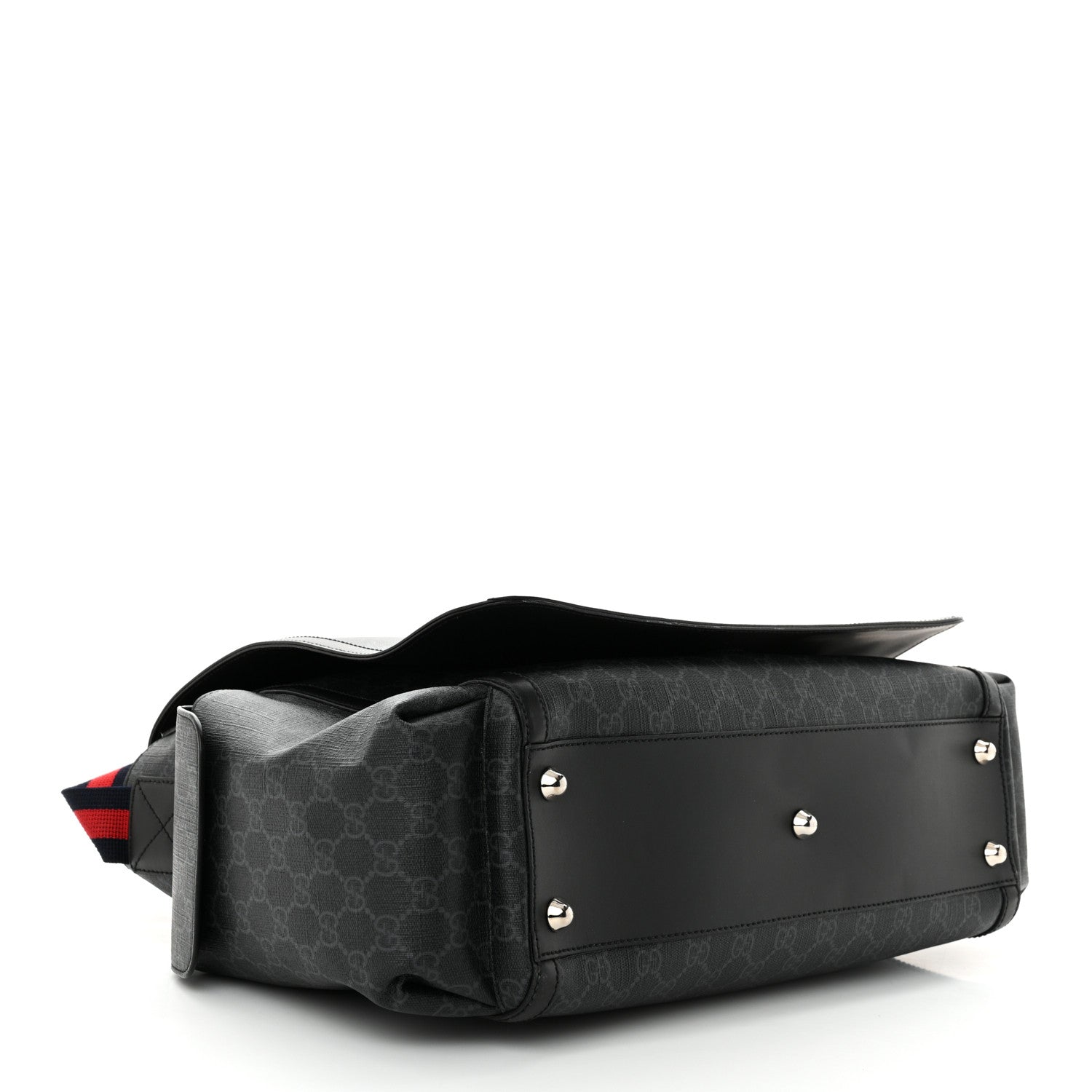 Gucci GG Supreme Monogram Web Messenger Diaper Bag Black Grey 4 of 11