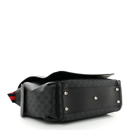 Gucci GG Supreme Monogram Web Messenger Diaper Bag Black Grey 4 of 11