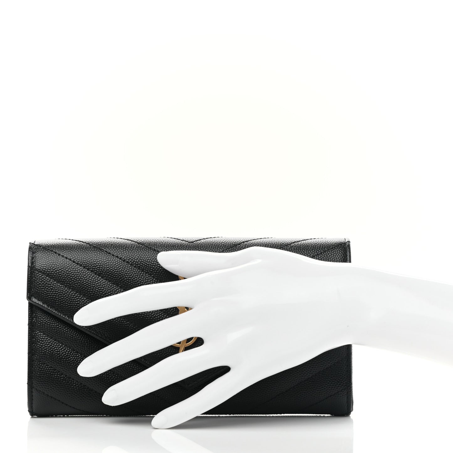 Grain De Poudre Matelasse Chevron Monogram Flap Wallet Black