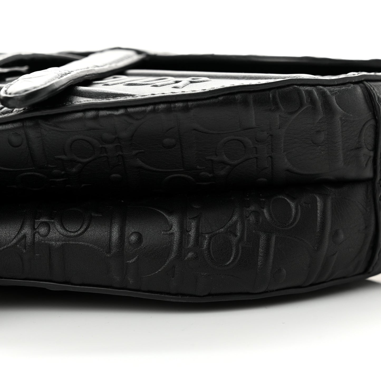 Calfskin Embossed Oblique Saddle Bag Black Black