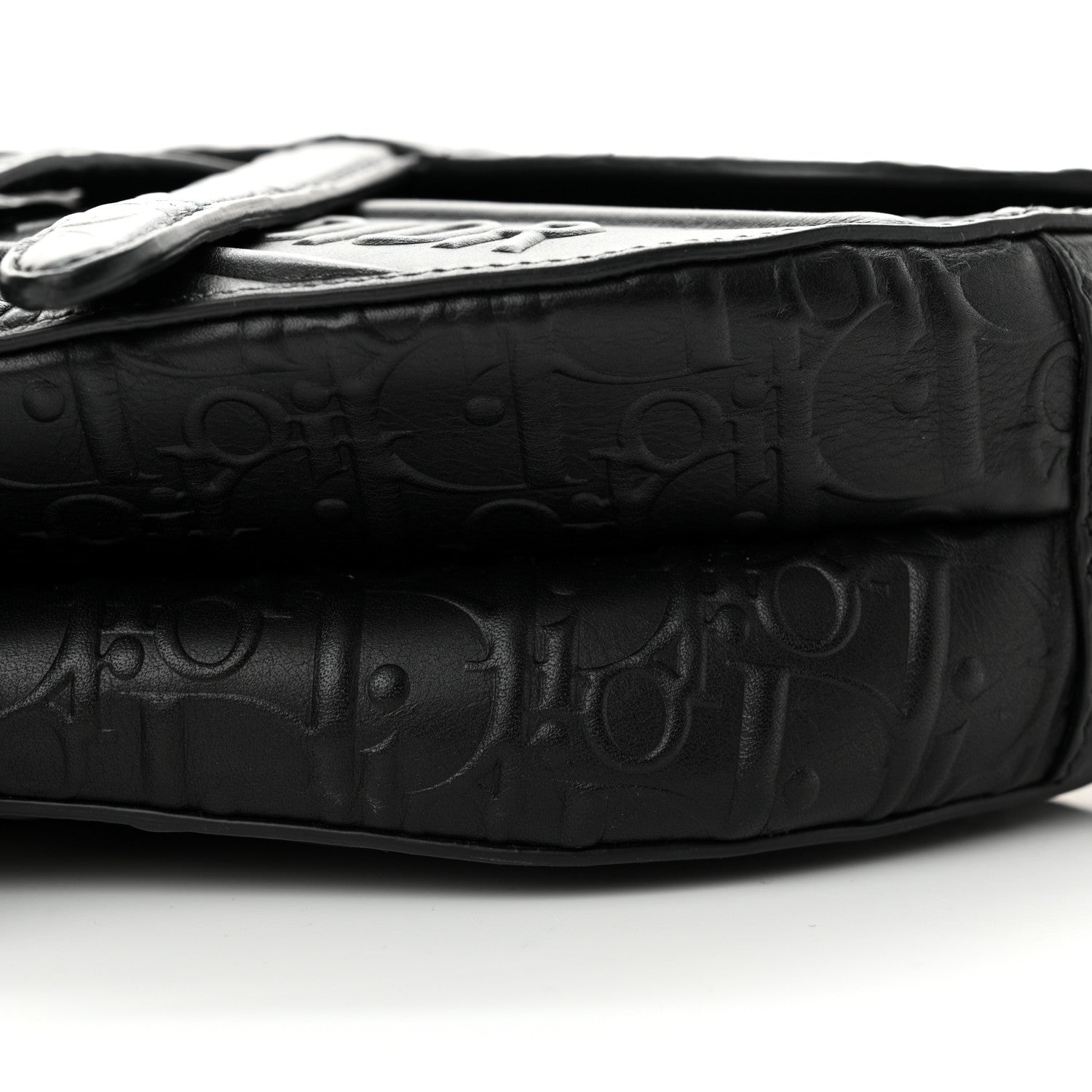 Christian Dior Calfskin Embossed Oblique Saddle Bag Black Black 10 of 12