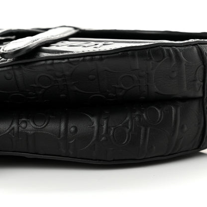 Christian Dior Calfskin Embossed Oblique Saddle Bag Black Black 10 of 12