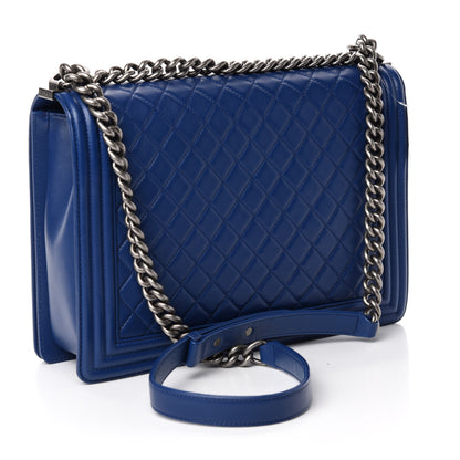 Chanel Lambskin Quilted Large Boy Flap Dark Blue 4 of 12