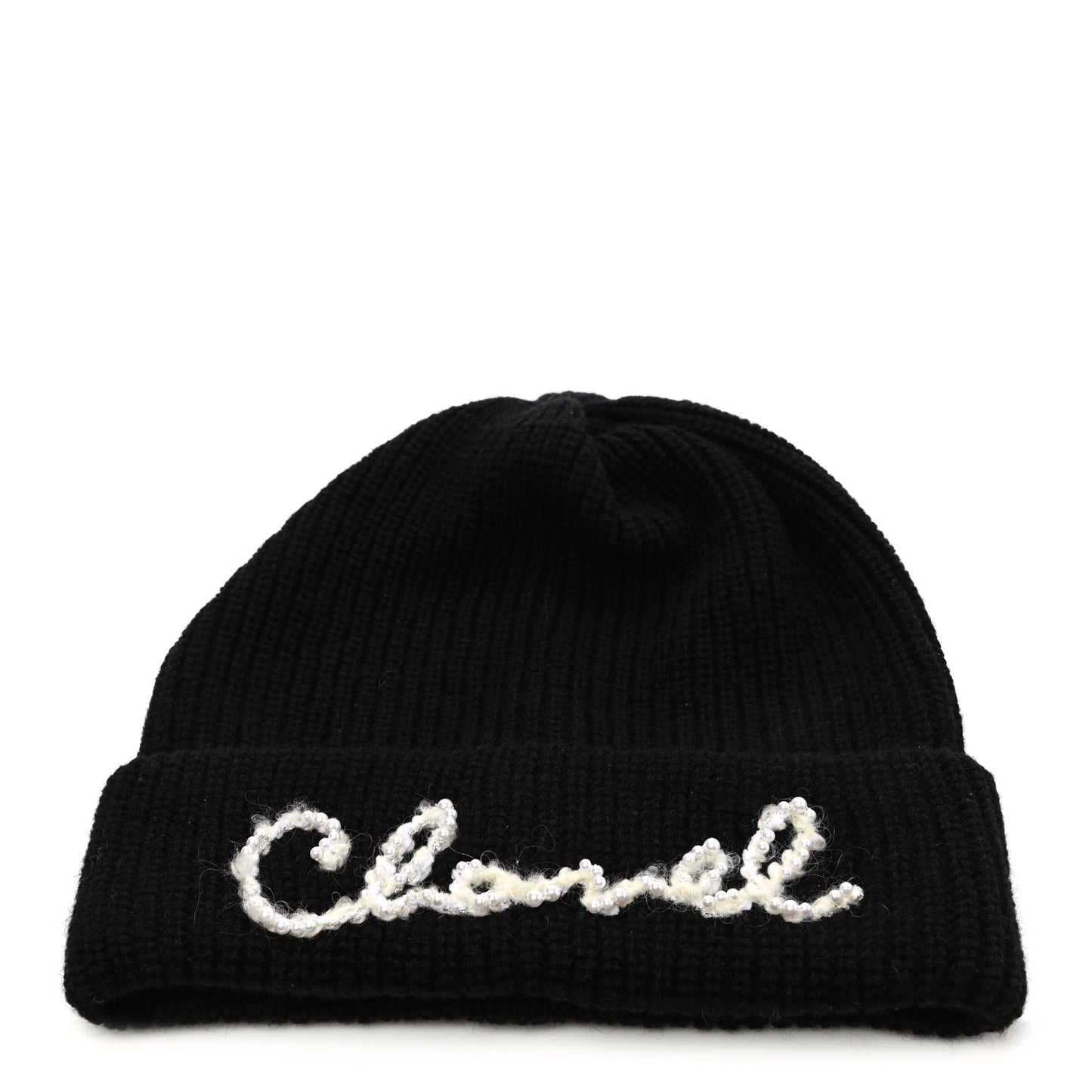 Cashmere Logo Beanie Hat Black White
