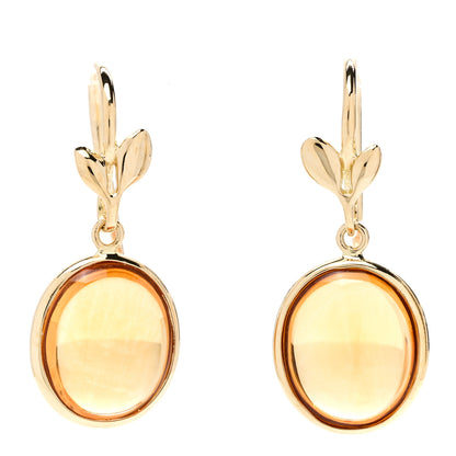 Tiffany 18K Yellow Gold Citrine Paloma Picasso Olive Leaf Drop Earrings 1 of 4