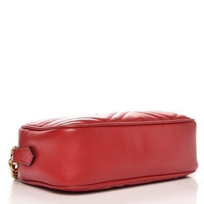 Gucci Calfskin Matelasse Small GG Marmont Chain Shoulder Bag Hibiscus Red 4 of 7