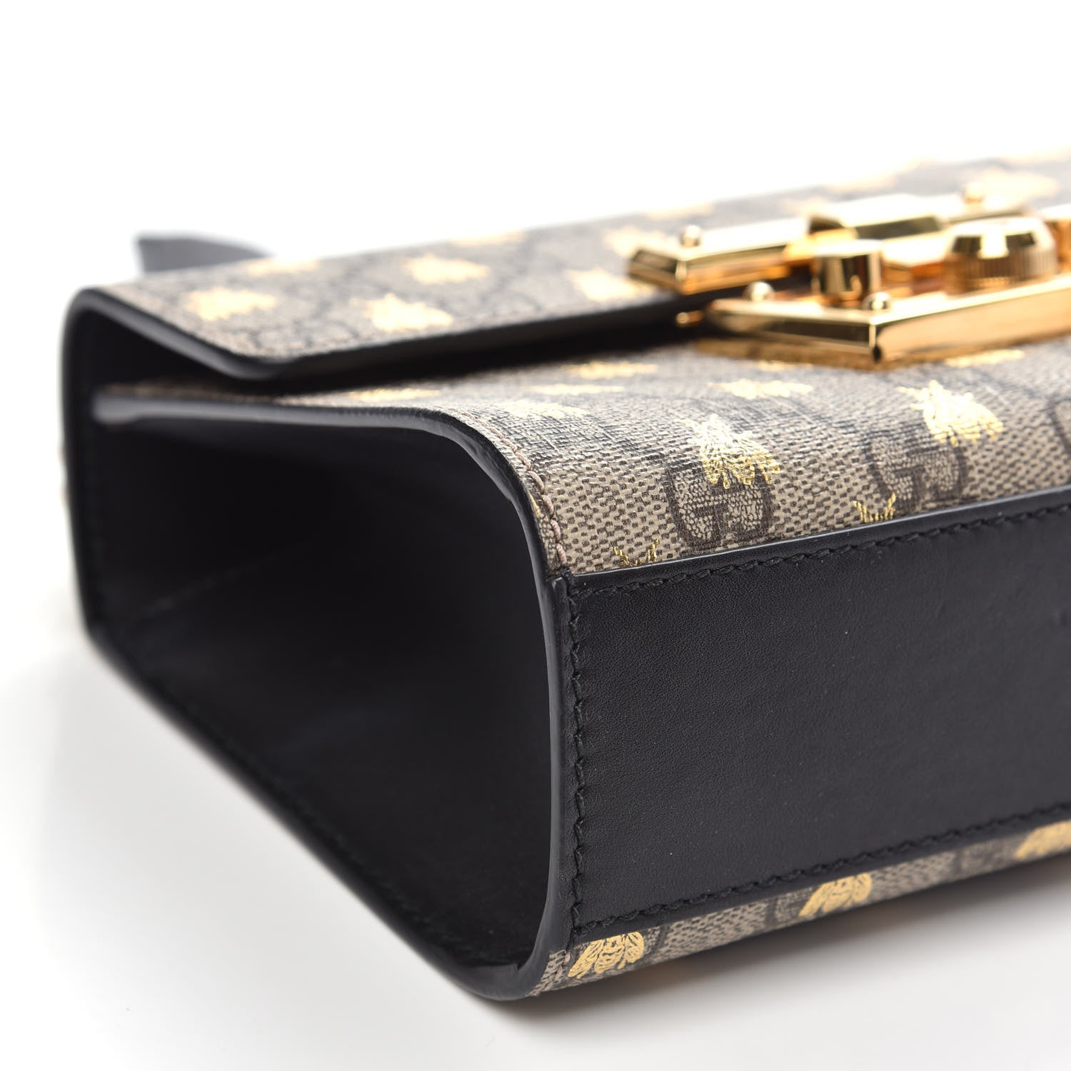 Gucci GG Supreme Monogram Bees Small Padlock Shoulder Bag Black 9 of 13