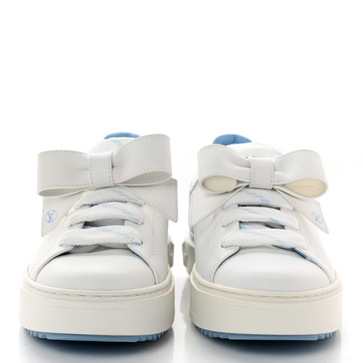 Louis Vuitton Calfskin Time Out Bow Sneakers 37.5 Blue 2 of 11