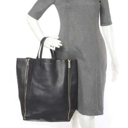 Celine Lambskin Vertical Zip Gusset Cabas Black 2 of 8