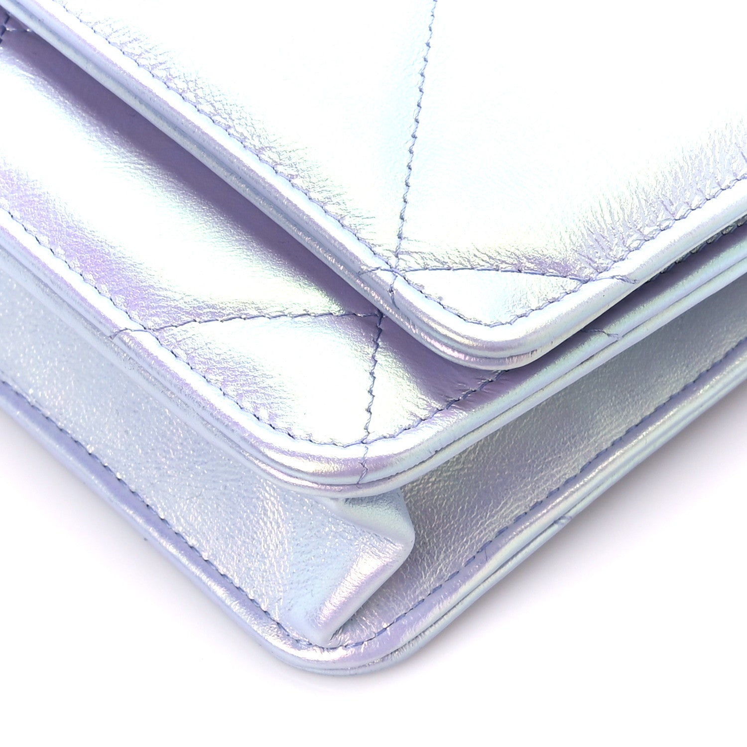 Chanel Iridescent Calfskin Quilted Chanel 19 Wallet On Chain WOC Light Purple 11 of 11