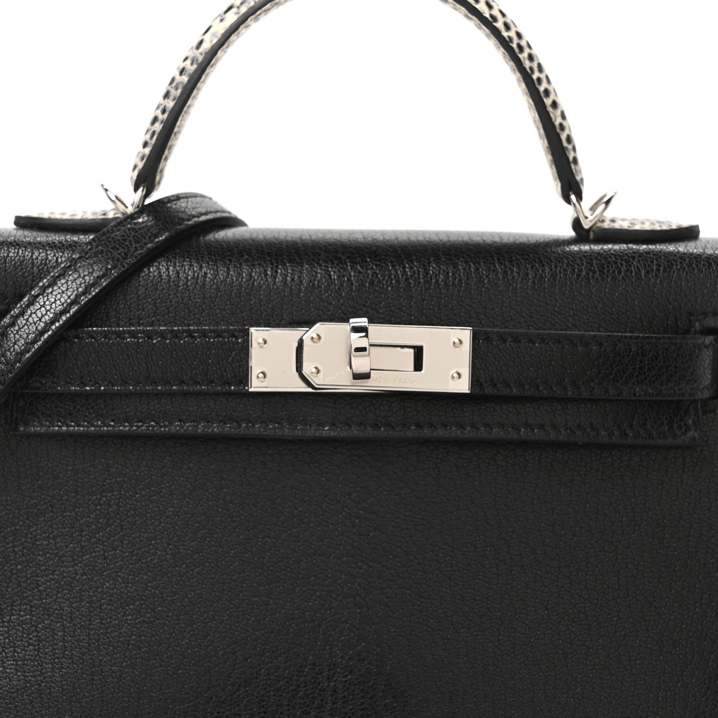 Chevre Mysore Lizard Mini Kelly Sellier Touch 20 Black Ombre