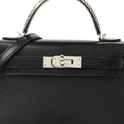 Hermes Chevre Mysore Lizard Mini Kelly Sellier Touch 20 Black Ombre 7 of 9