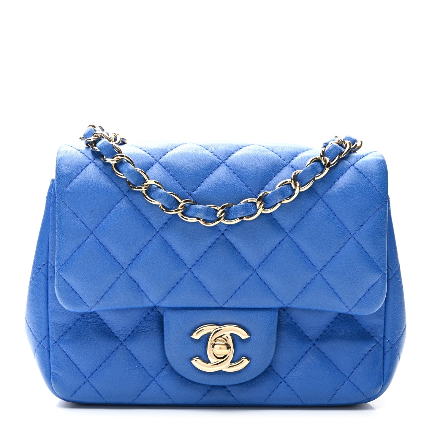Lambskin Quilted Mini Square Flap Royal Blue
