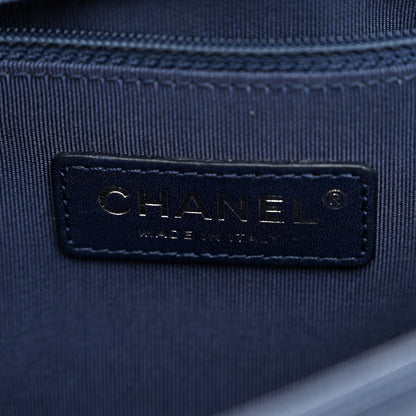 Chanel Caviar Chevron Quilted New Medium Boy Flap Dark Navy Blue 6 of 11
