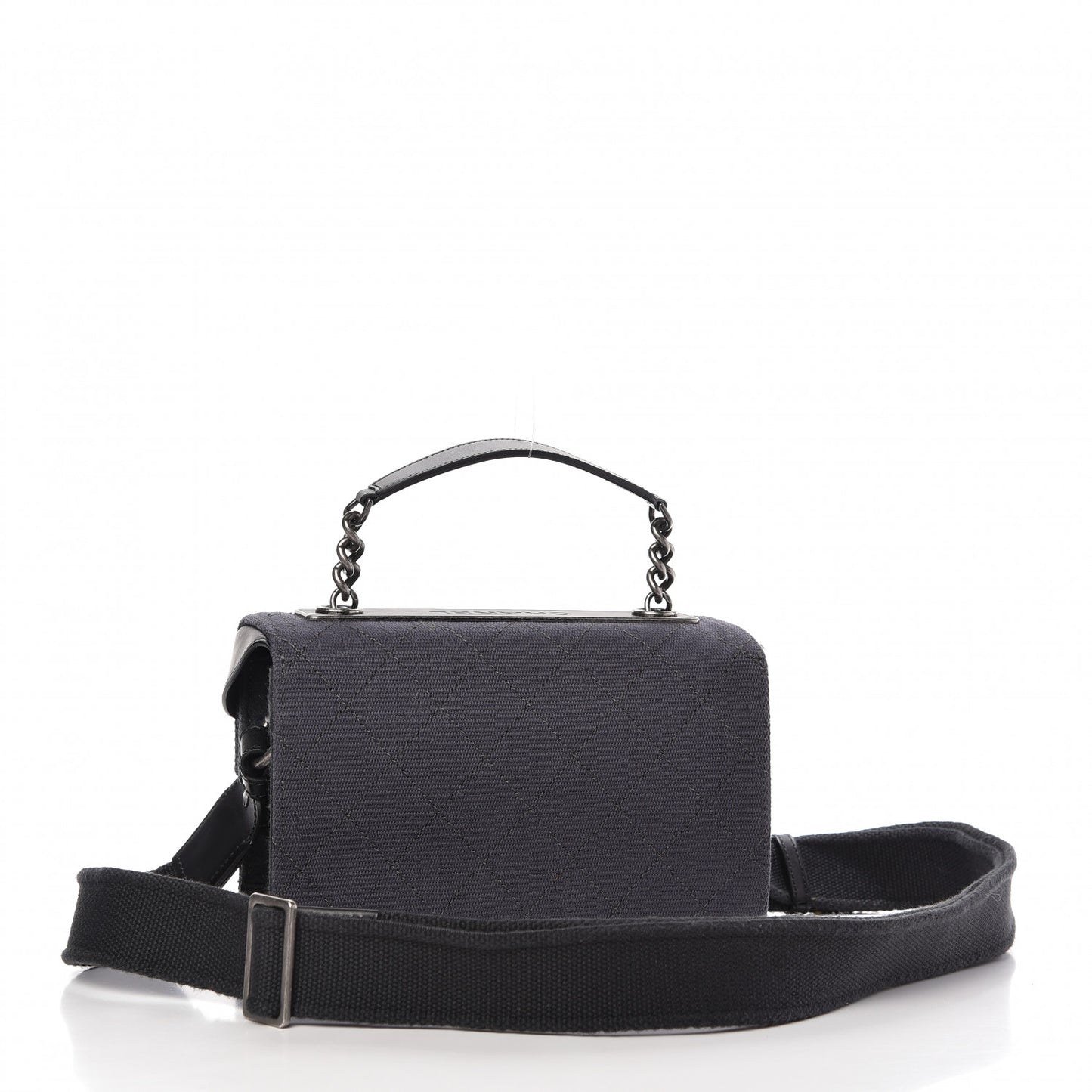 Fabric Quilted Small Flap Bag Dark Grey