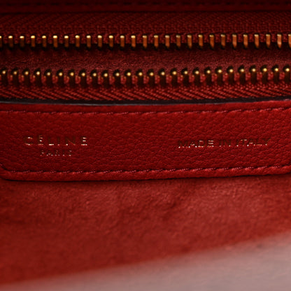 Celine Drummed Calfskin Micro Luggage Red 6 of 12