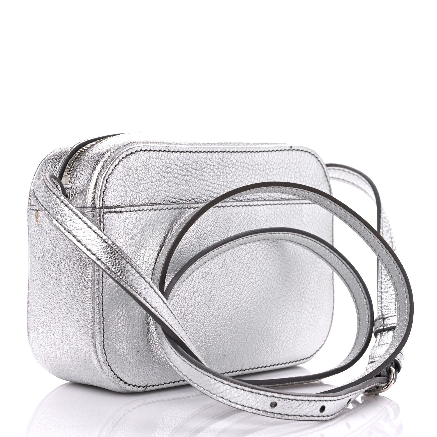 Balenciaga Metallic Goatskin Logo XS Everyday Camera Bag Argent Black 3 of 8
