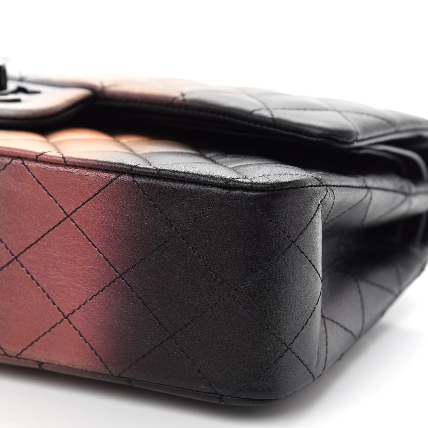 Calfskin Quilted Ombre Medium Double Flap Black