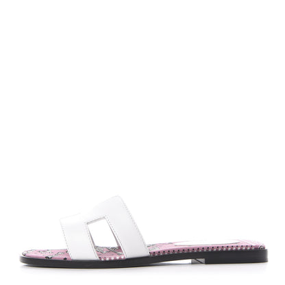 Hermes Box Calfskin Bois De Rose Oran Sandals 35.5 White 1 of 9