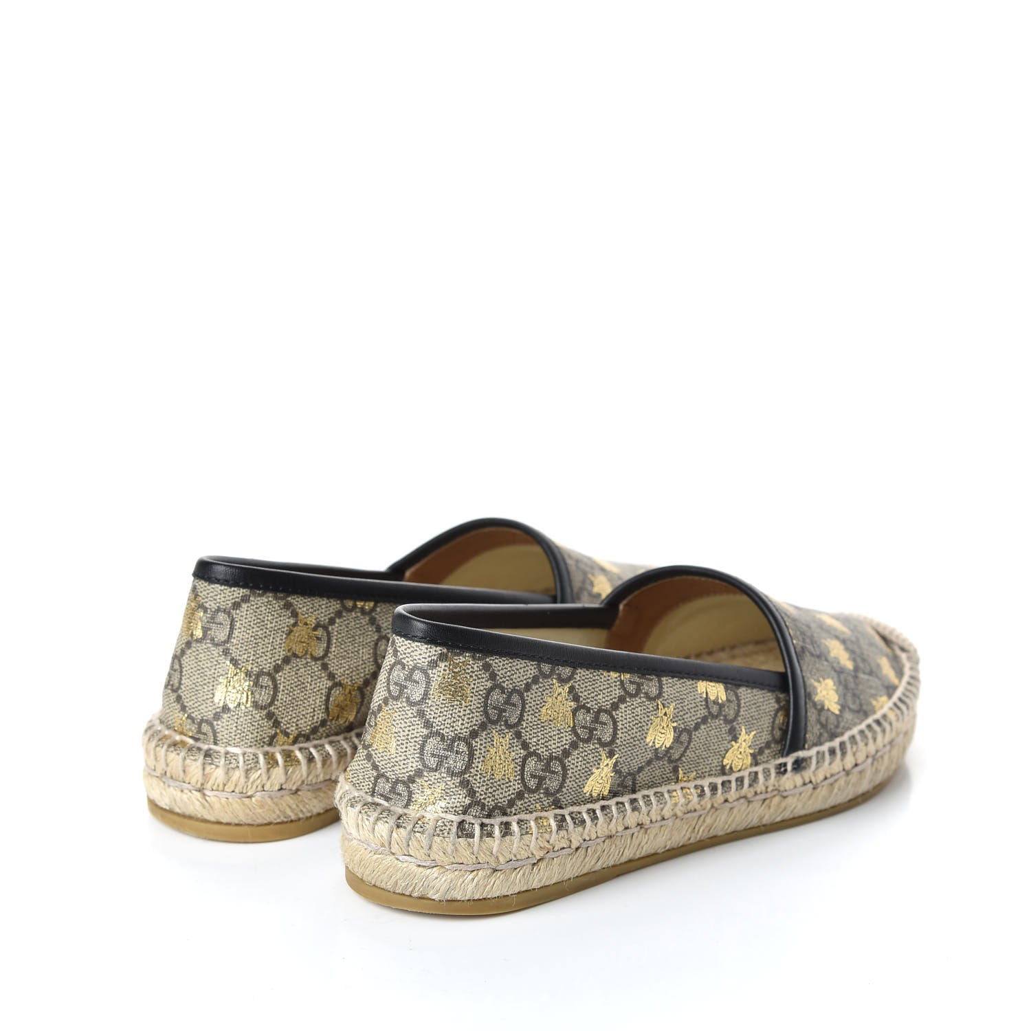 Gucci GG Supreme Monogram Bees Espadrille Flats 35.5 Beige Ebony Oro Black 4 of 11