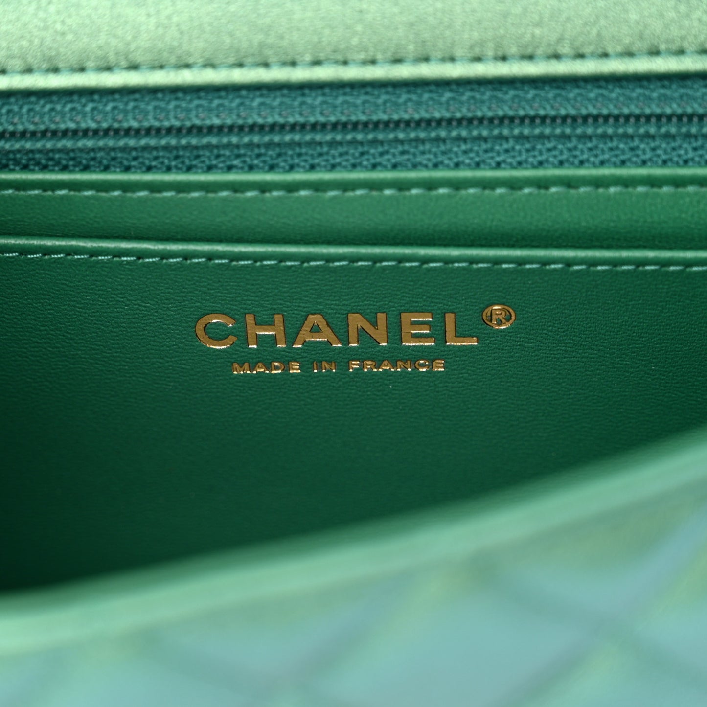 Lambskin Quilted Mini Rectangular Flap Dark Green