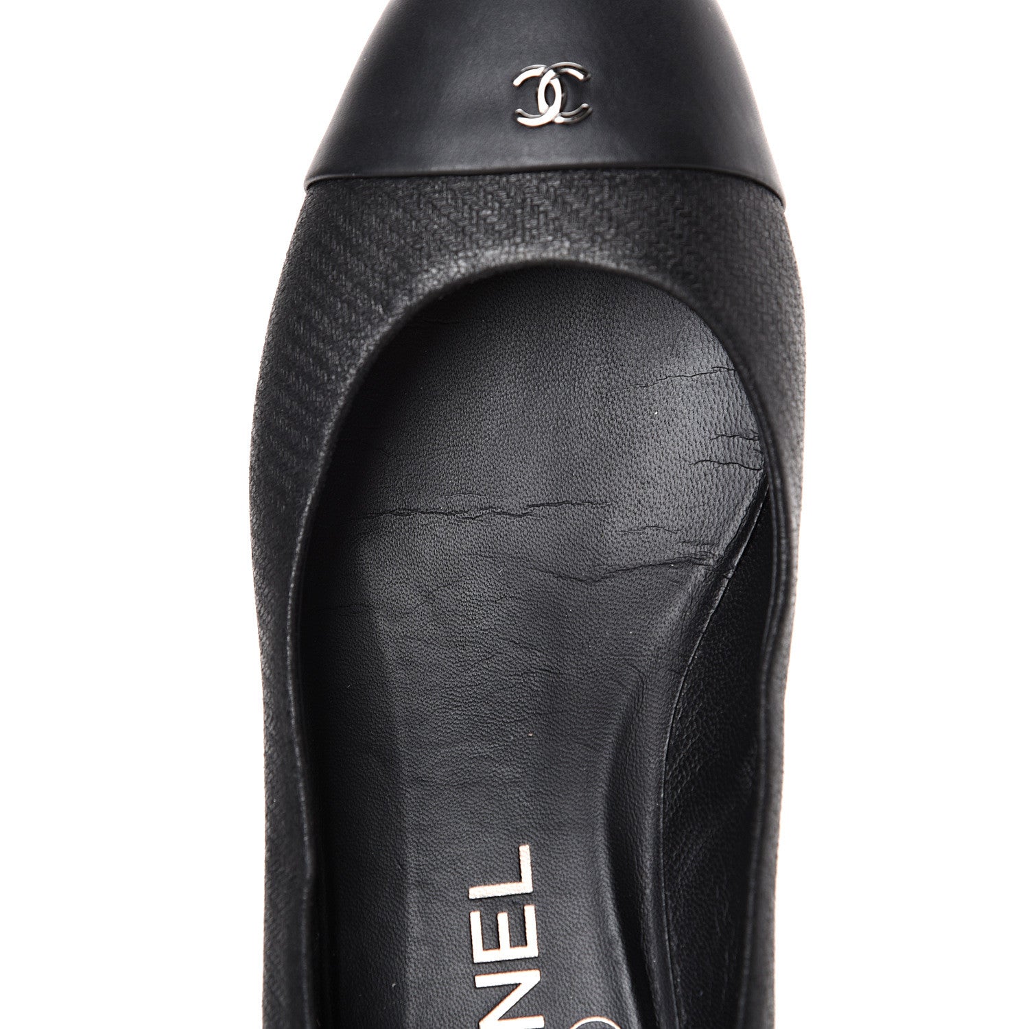 Chanel Embossed Lambskin CC Cap Toe Pump 36 Black 10 of 11