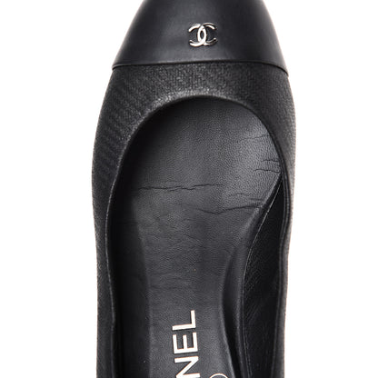 Chanel Embossed Lambskin CC Cap Toe Pump 36 Black 10 of 11