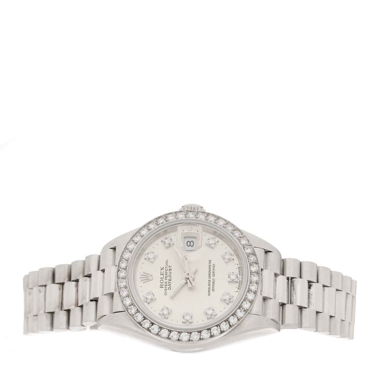 Rolex Platinum Diamond 26mm Datejust Watch Silver 69136 2 of 4