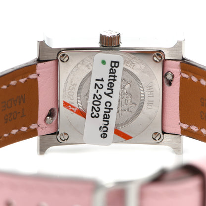 Hermes Stainless Steel Swift Diamond Mother of Pearl 17.2mm Heure H Hour Quartz Watch Rose Sakura 4 of 5