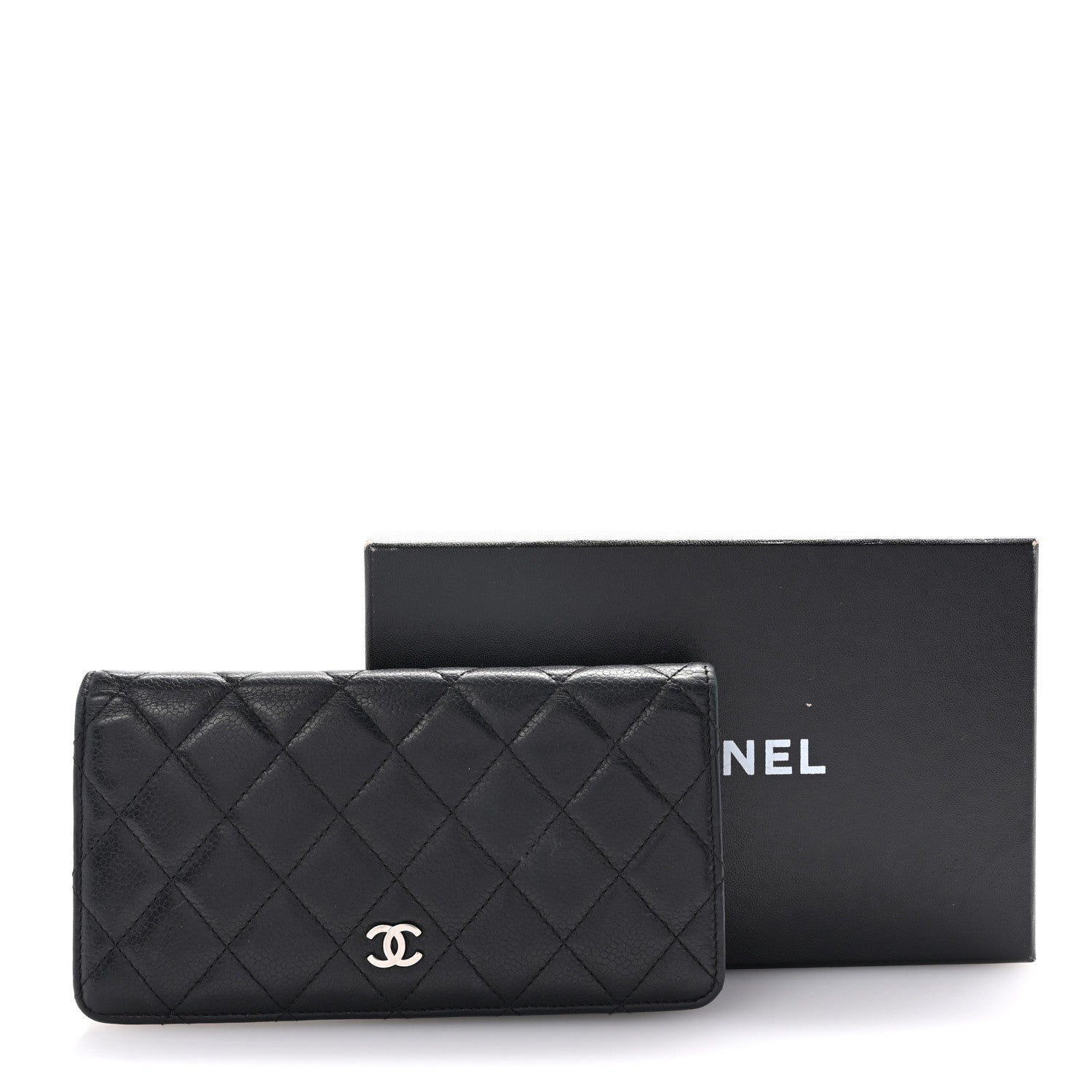 Chanel Caviar Quilted Yen Wallet Black 9 of 9