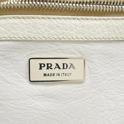 Prada Straw Leather Antic Easy Foldover Pushlock Satchel White 7 of 8