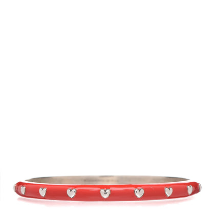 Tiffany Sterling Silver Enamel Heart Bangle Bracelet Red 1 of 4