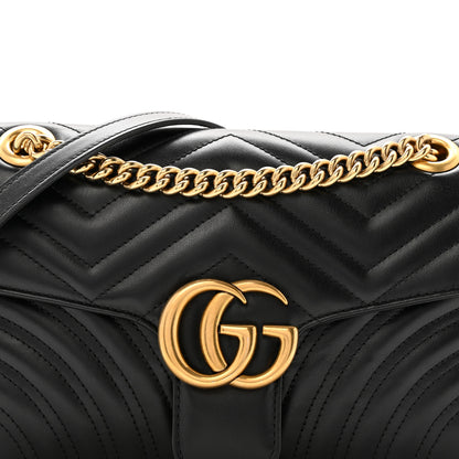 Gucci Calfskin Matelasse Small GG Marmont Shoulder Bag Black 8 of 13