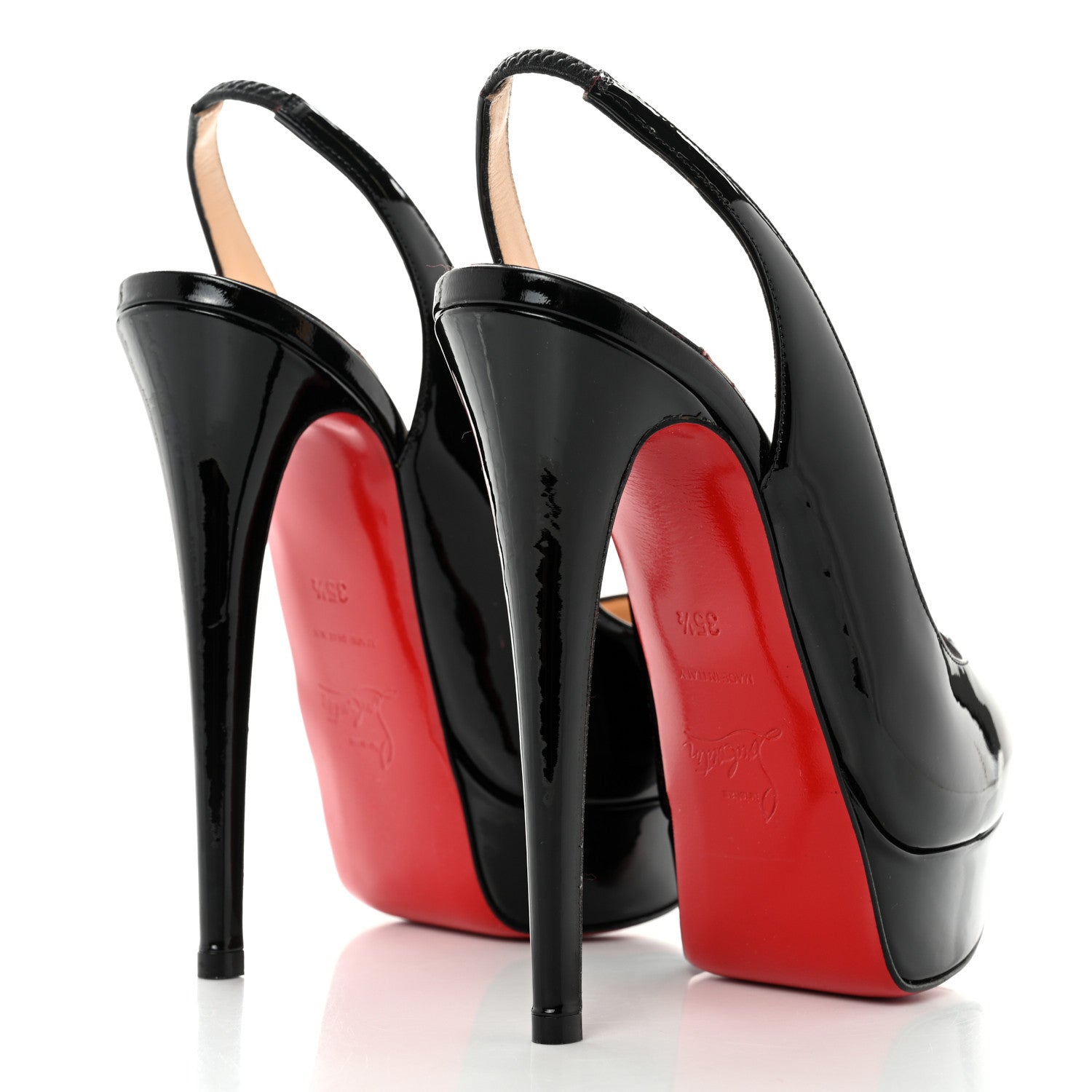 Christian Louboutin Patent Lady Peep Sling 150 Pumps 35.5 Black 4 of 7