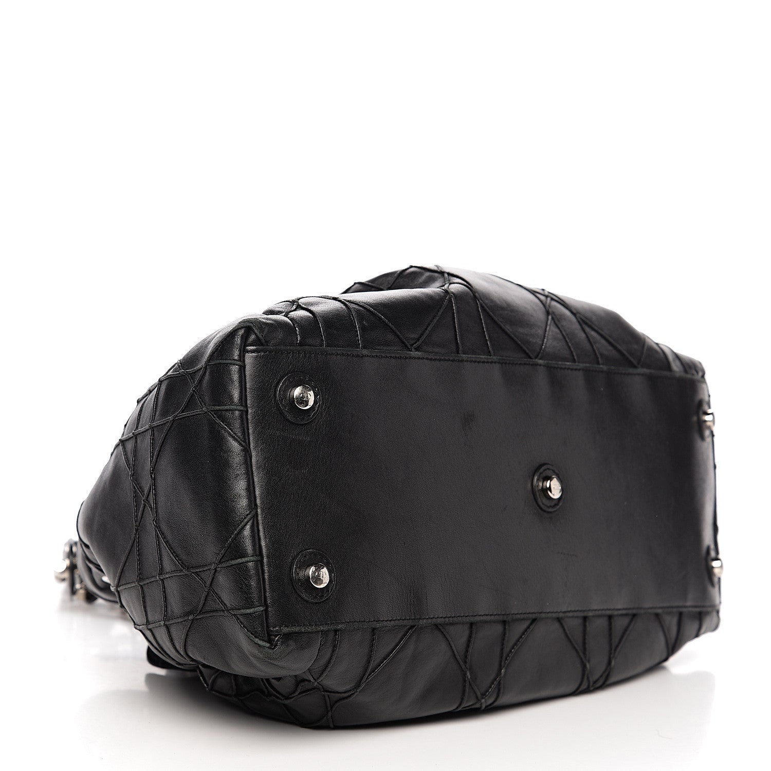 Christian Dior Lambskin Cannage Drawstring Bag Black 3 of 11