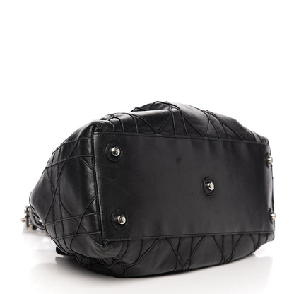 Christian Dior Lambskin Cannage Drawstring Bag Black 3 of 11